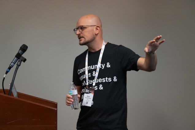 Brian Muenzenmeyer speaking at All Things Open 2025
